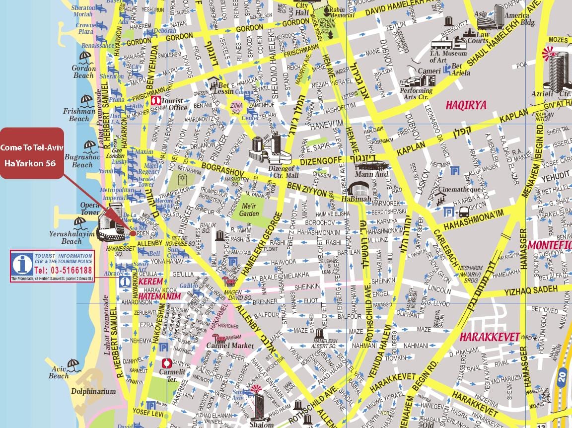 Tel Aviv bản đồ thành phố