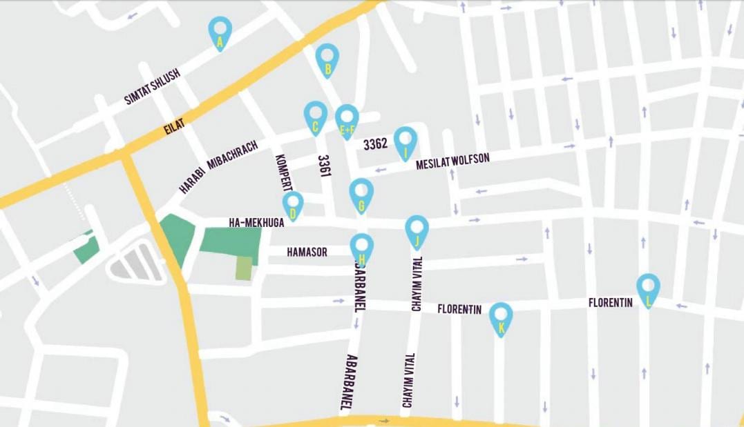 bản đồ của florentin Tel Aviv