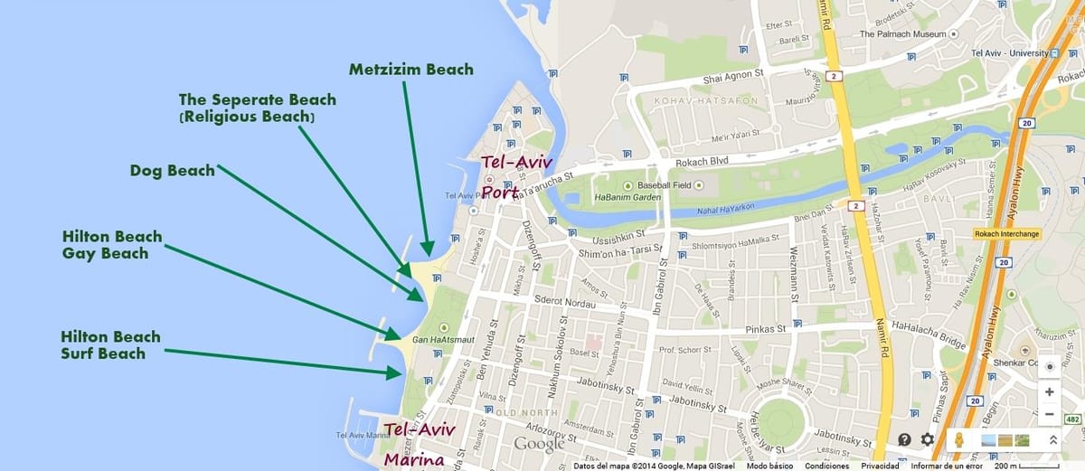 bản đồ của namal Tel Aviv