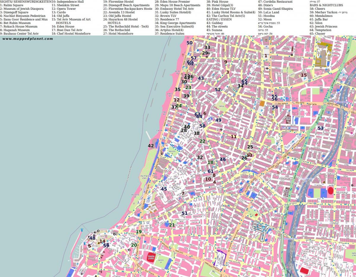 bản đồ của shenkin đường Tel Aviv