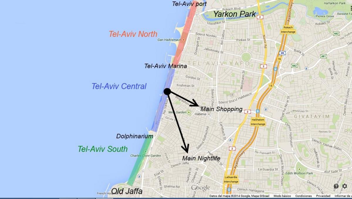 bản đồ của Tel Aviv cuộc sống về đêm