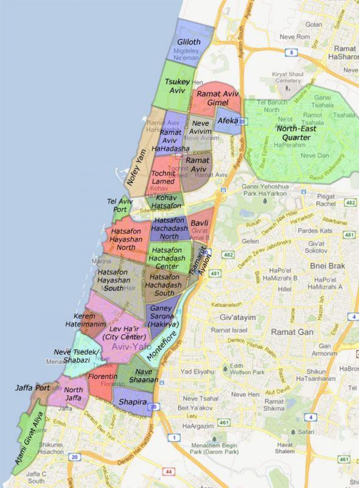 Tel Aviv khu phố bản đồ
