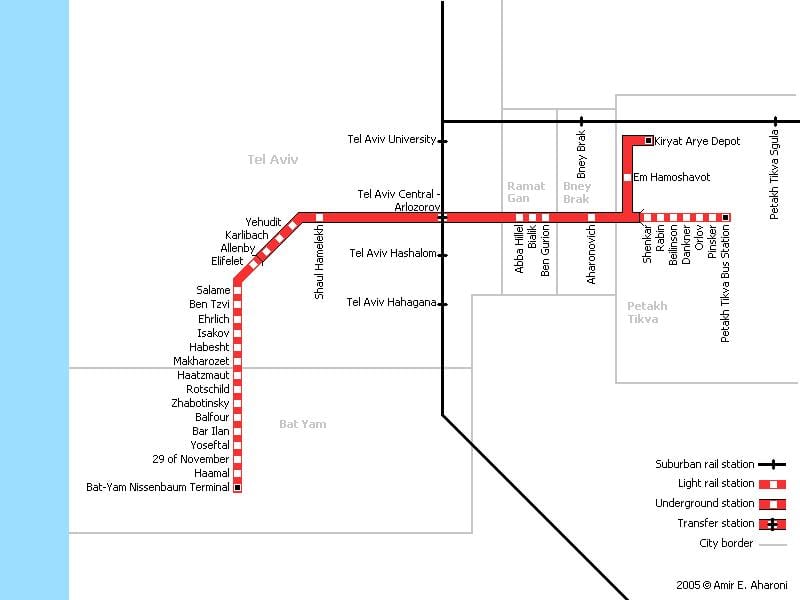 Tel Aviv tàu điện ngầm bản đồ