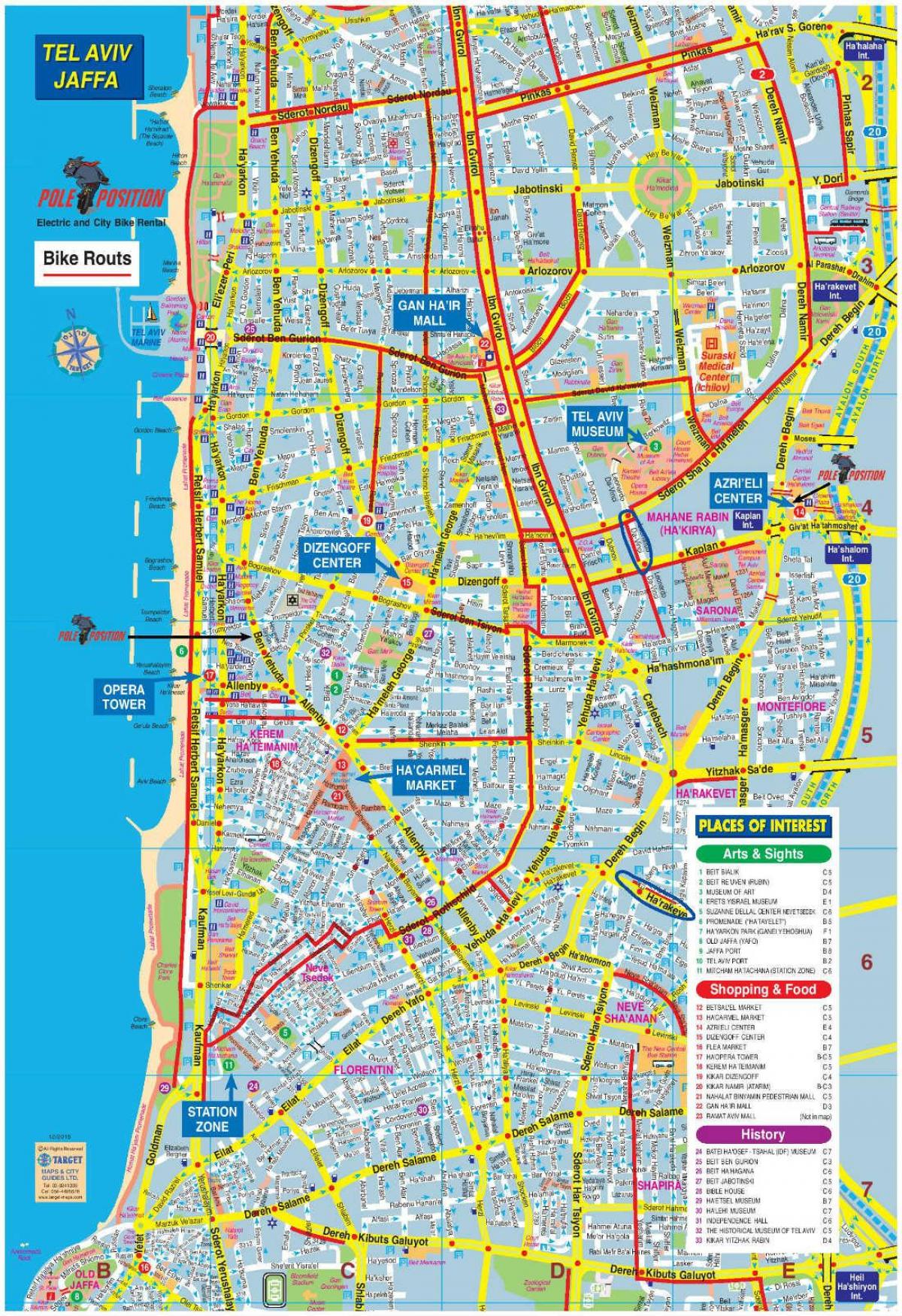 bản đồ của Tel Aviv xe đạp