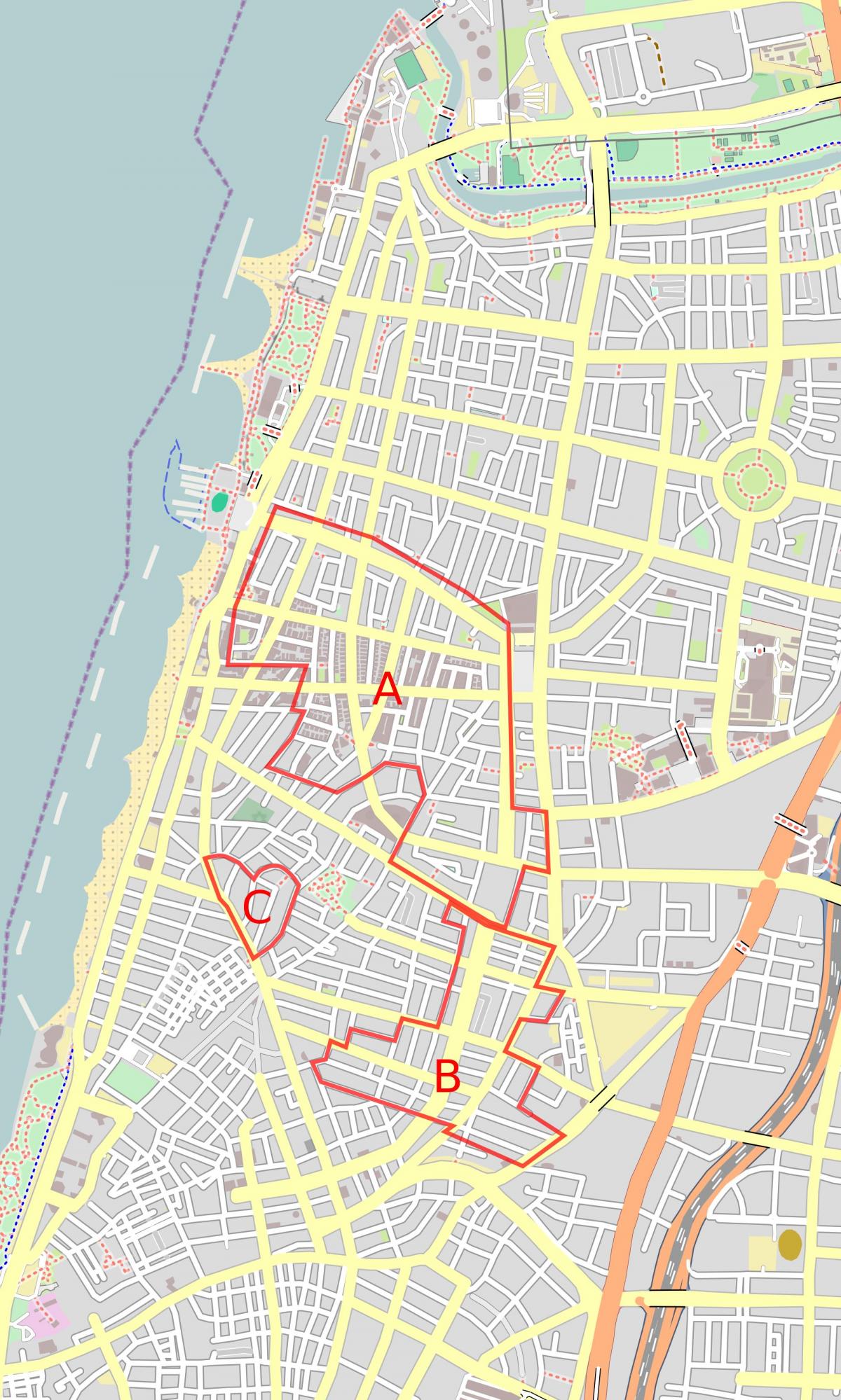bản đồ của white city Tel Aviv