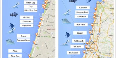 Bản đồ của Tel Aviv bãi biển