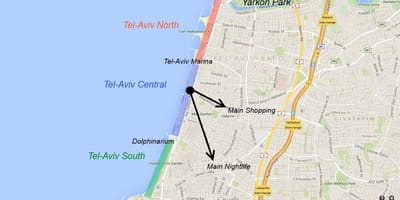 Bản đồ của Tel Aviv cuộc sống về đêm