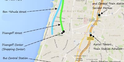 Bản đồ của Tel Aviv giao thông công cộng